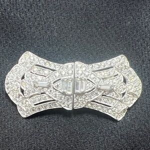1930’s Art Deco Duette Convertible Brooch Silver Rhinestone Pin